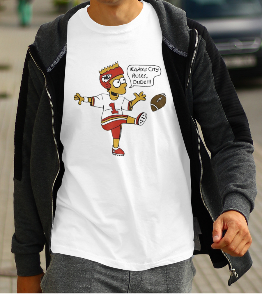 Bart Kansas City Chiefs Rules Dude Football Fan Kicking Fun T-Shirt