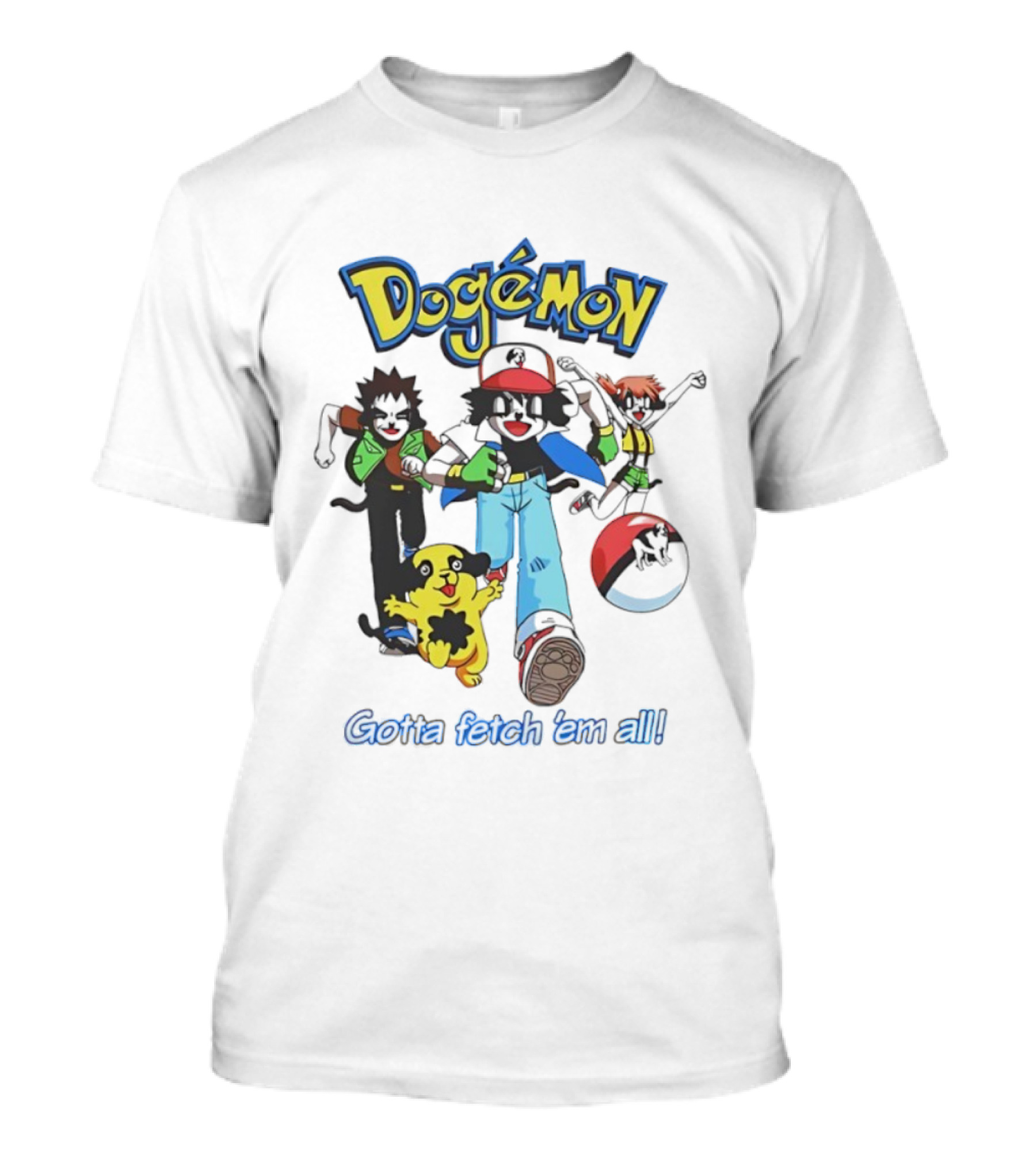 Big Dogs Dogémon Gotta Fetch ’Em All Playful Parody Characters T-Shirt