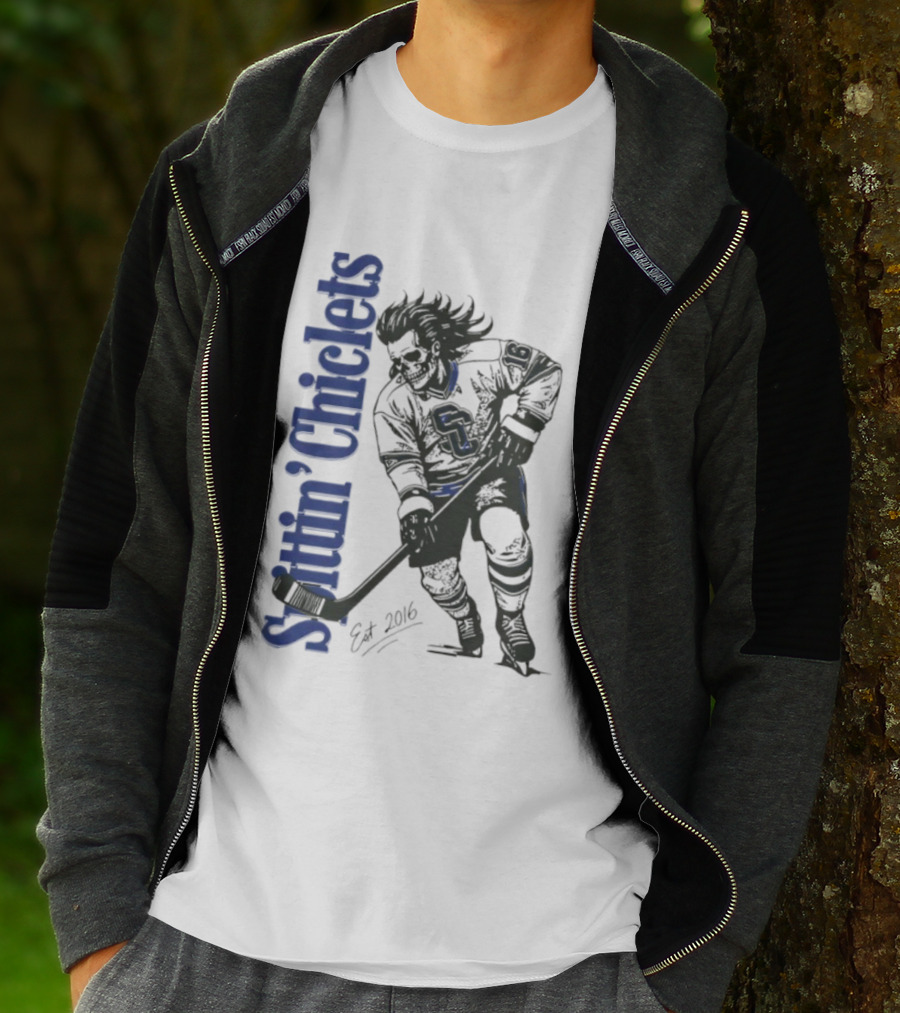 Hockey Spittin Chiclets Skullet Est 2016 Vertical T-Shirt