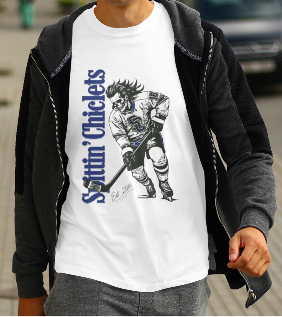 Hockey Spittin Chiclets Skullet Est 2016 Vertical T-Shirt