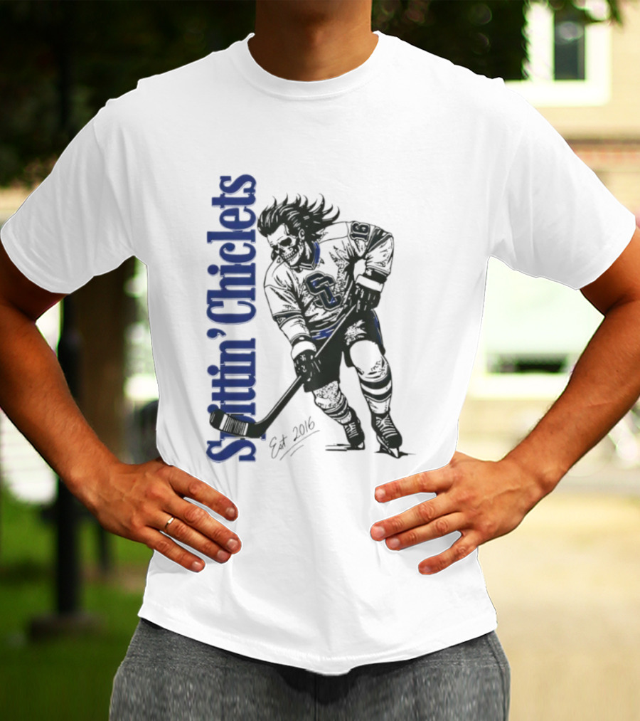 Hockey Spittin Chiclets Skullet Est 2016 Vertical T-Shirt