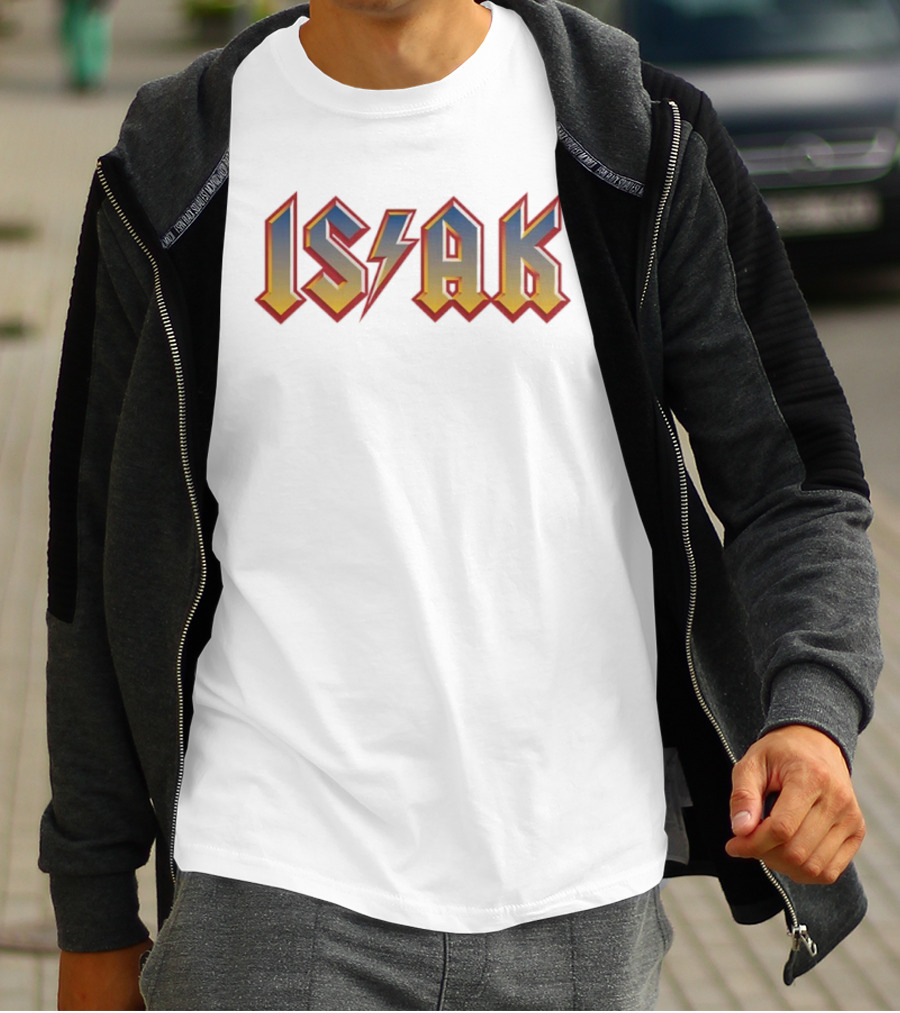 ISAK Lightning Bolt Style Retro Bold Text T-Shirt