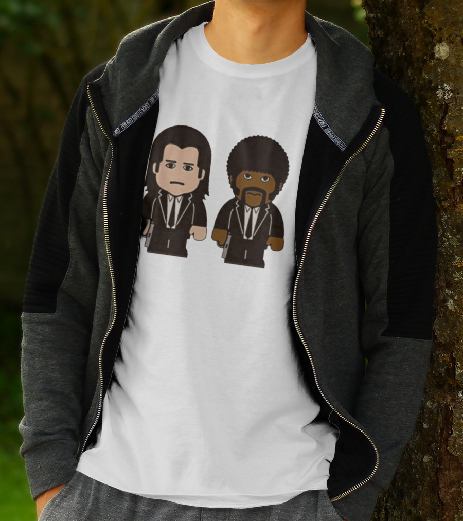 Samuel L Jackson Pulp Fiction Jules And Vincent Cartoon Characters T-Shirt
