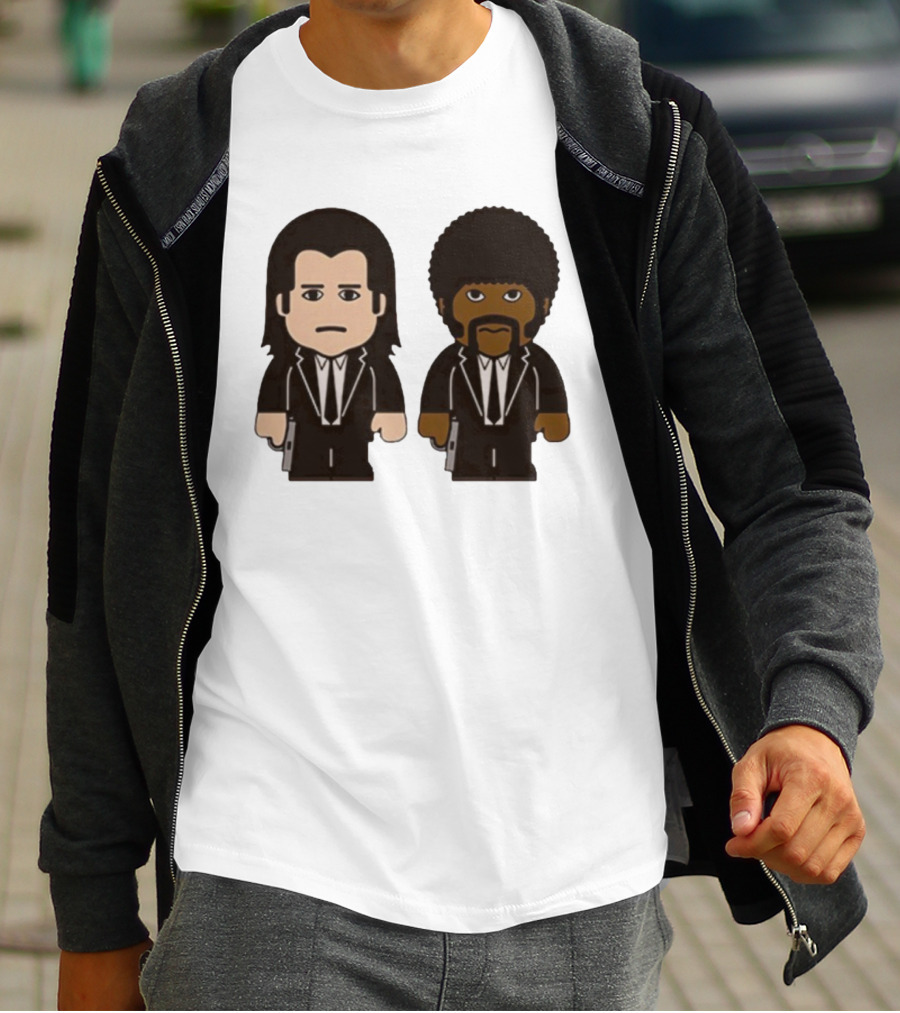 Samuel L Jackson Pulp Fiction Jules And Vincent Cartoon Characters T-Shirt