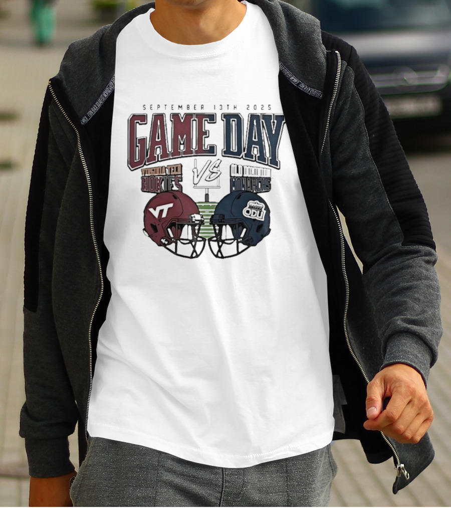 Virginia Tech Hokies Vs Old Dominion Monarchs September 13th 2025 Gameday Helmet Matchup T-Shirt