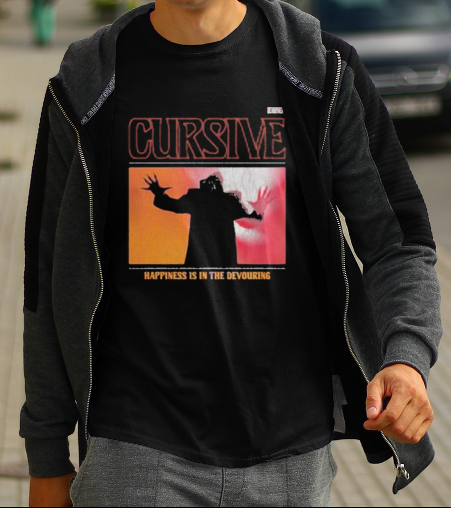 Cursive Happiness Is In The Devouring Silhouette And Vibrant Gradient T-Shirt