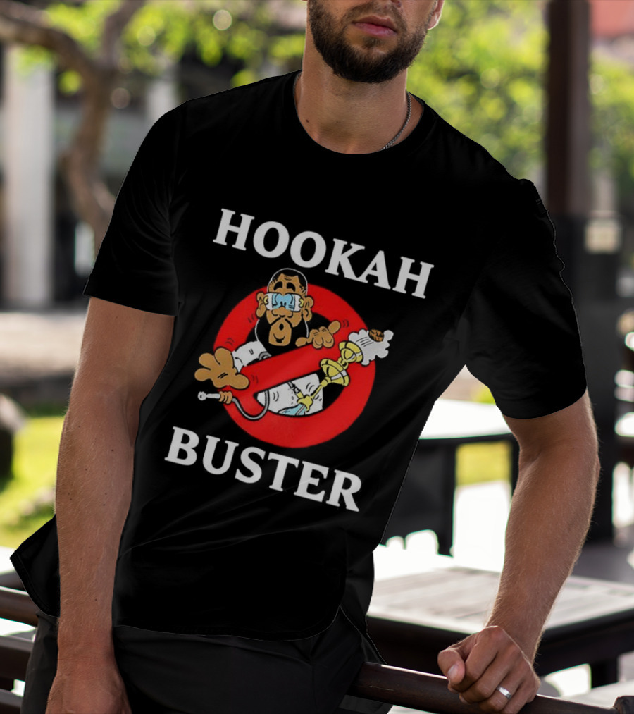 Hookah Buster Caricature Red Circle Cross Illustration T-Shirt