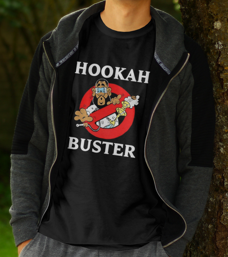 Hookah Buster Caricature Red Circle Cross Illustration T-Shirt