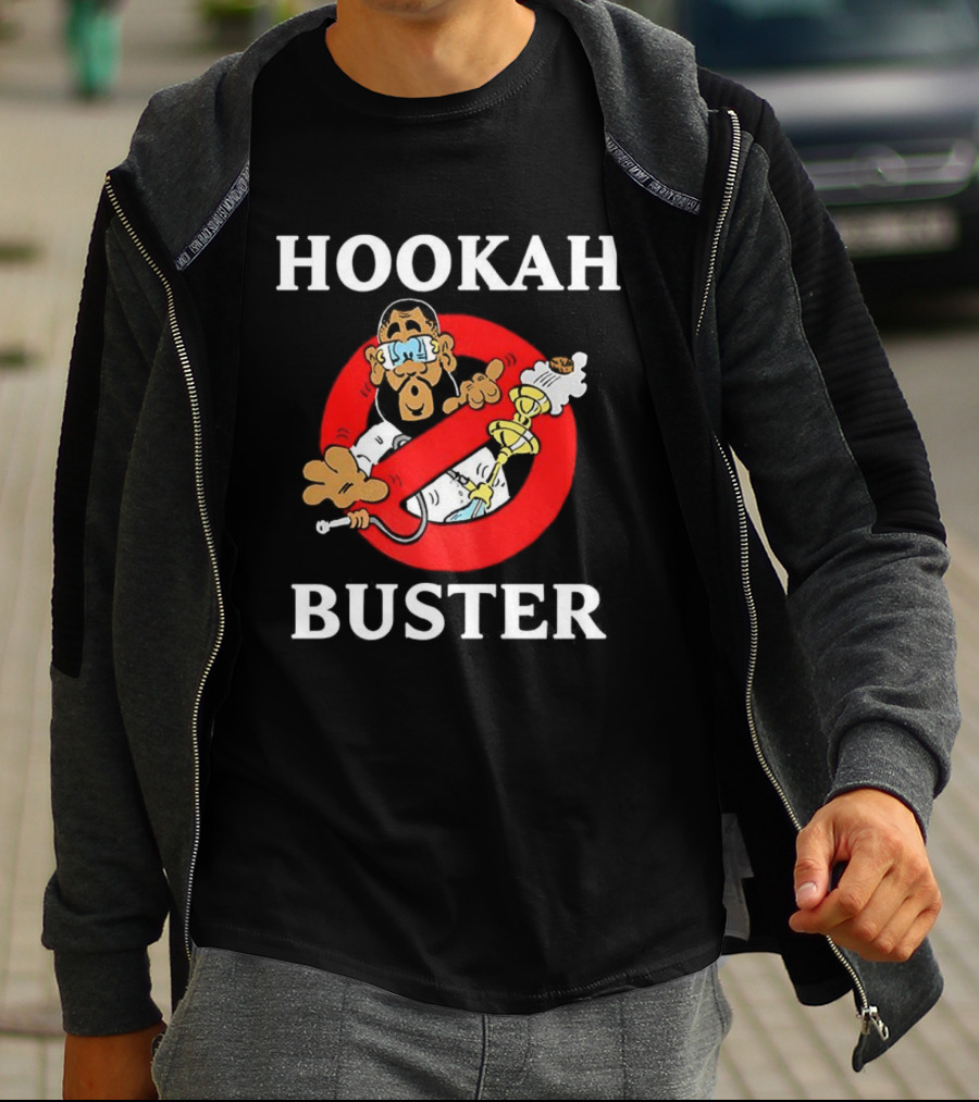 Hookah Buster Caricature Red Circle Cross Illustration T-Shirt