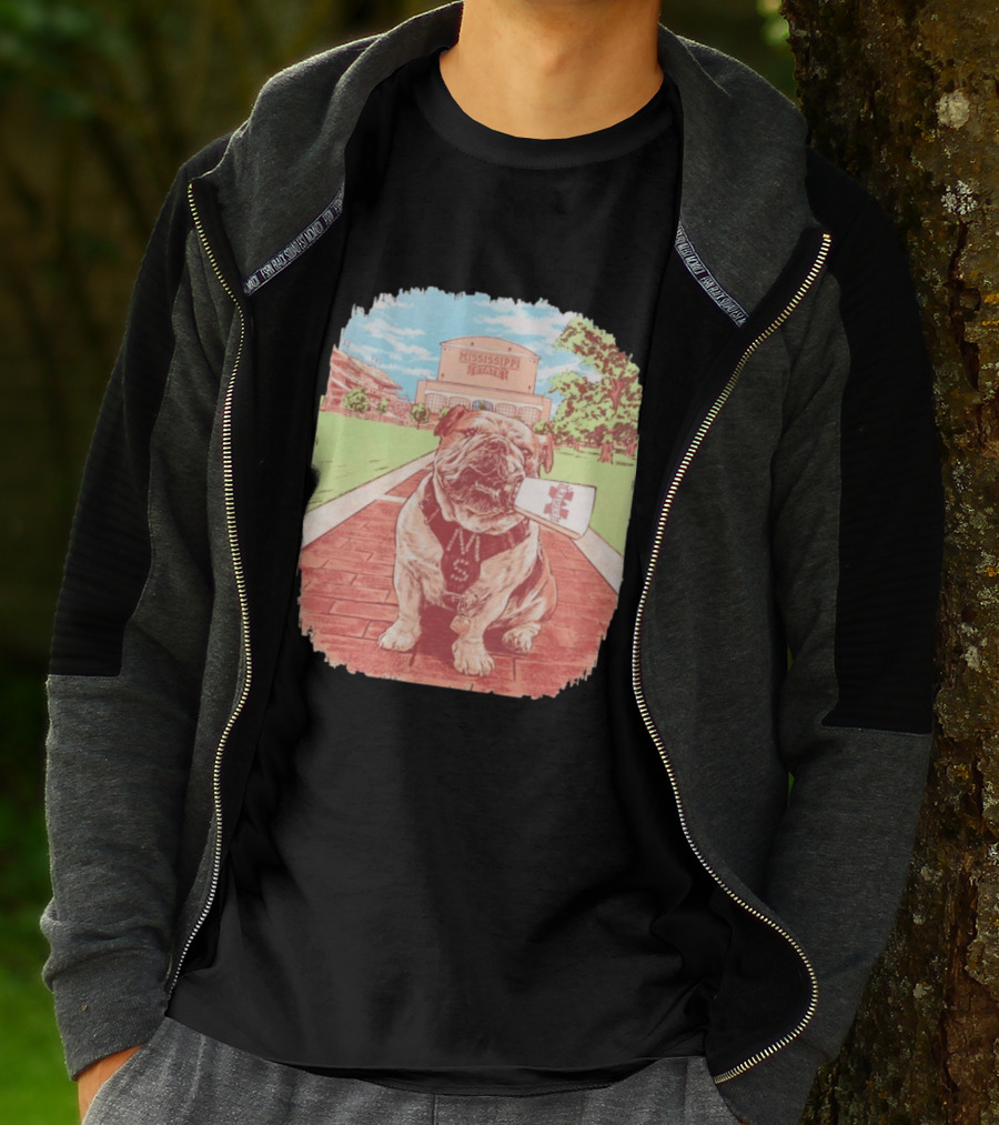 Mississippi State Bulldogs Bully Cowbell Stadium Scene T-Shirt