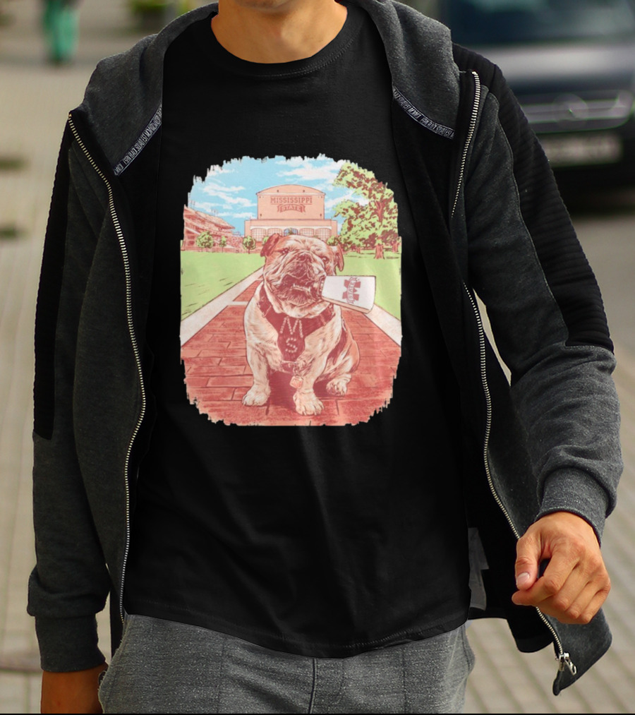 Mississippi State Bulldogs Bully Cowbell Stadium Scene T-Shirt