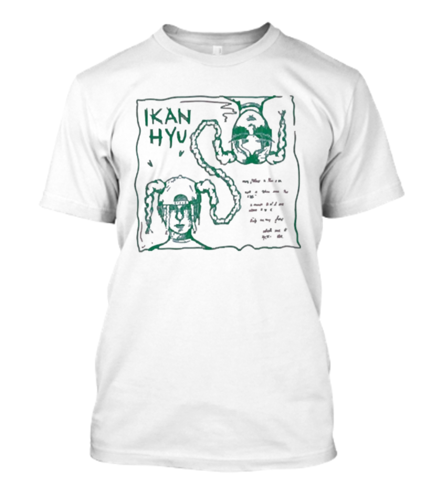 Ikan Hyu Catch Me If You Can Playful Green Octopus And Monster Doodle Art T-Shirt
