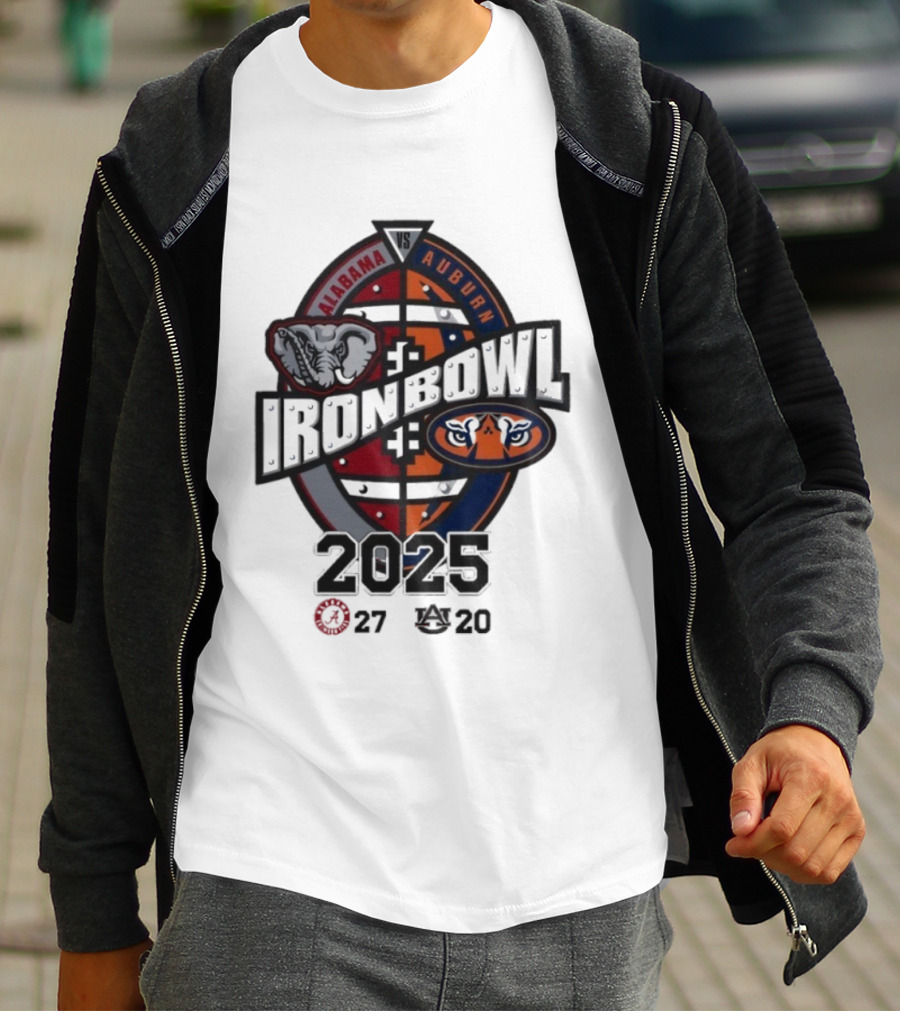 Alabama Vs Auburn Iron Bowl 2025 Football Rivalry Score 27-20 T-Shirt