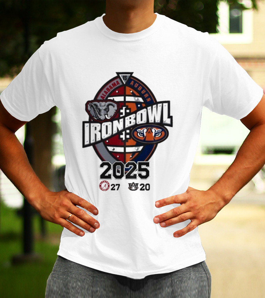 Alabama Vs Auburn Iron Bowl 2025 Football Rivalry Score 27-20 T-Shirt