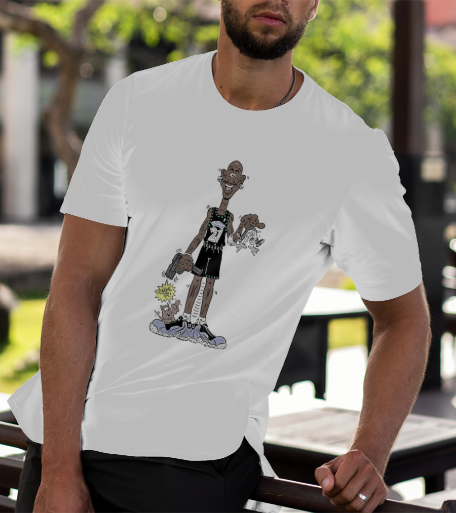 Latrell Sprewell NBA Number 21 Caricature Holding Hammer Minnesota Basketball T-Shirt