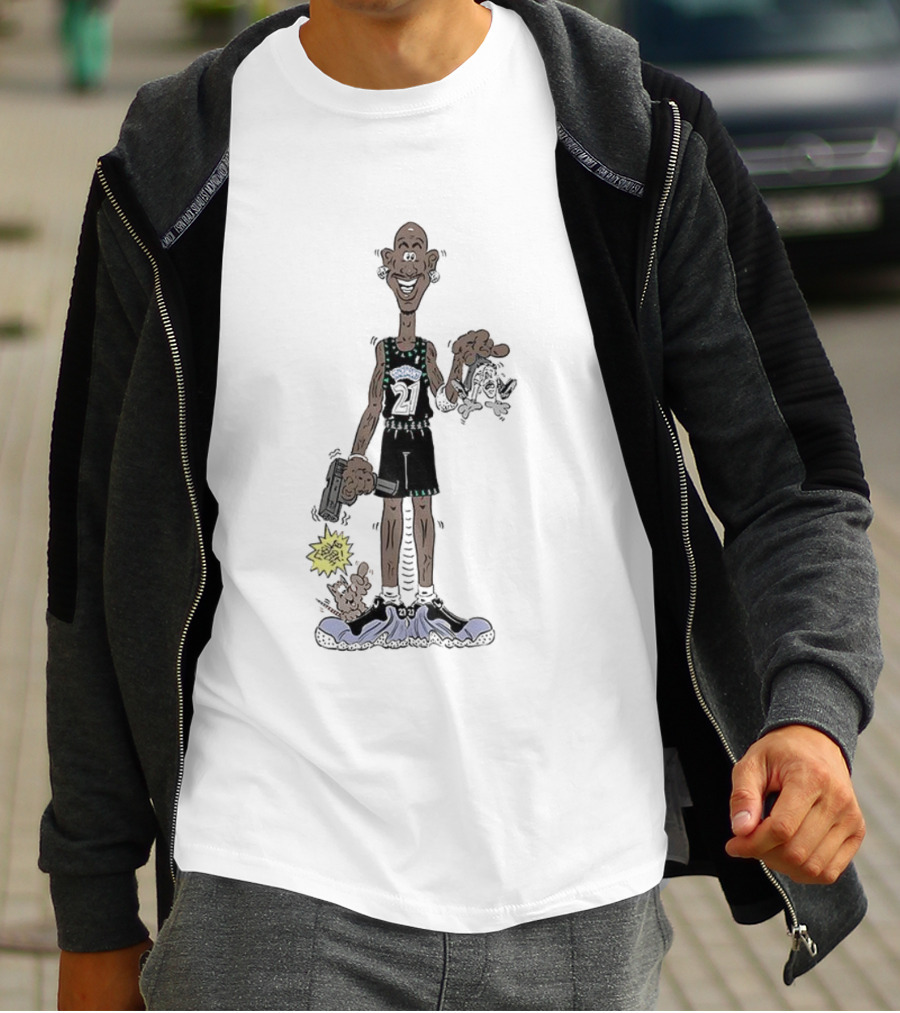 Latrell Sprewell NBA Number 21 Caricature Holding Hammer Minnesota Basketball T-Shirt