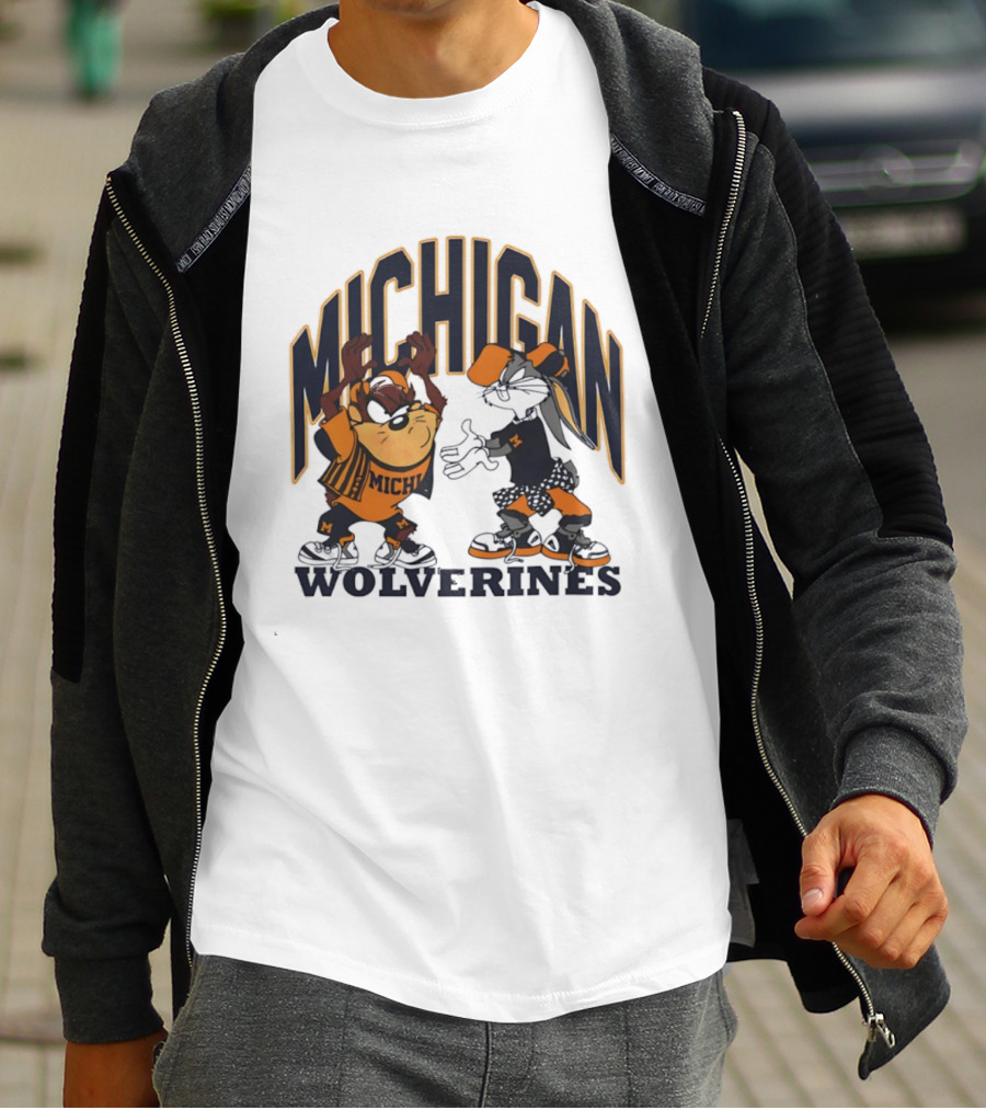 Michigan Wolverines Basketball Tasmanian Devil Bugs Bunny Crossover T-Shirt