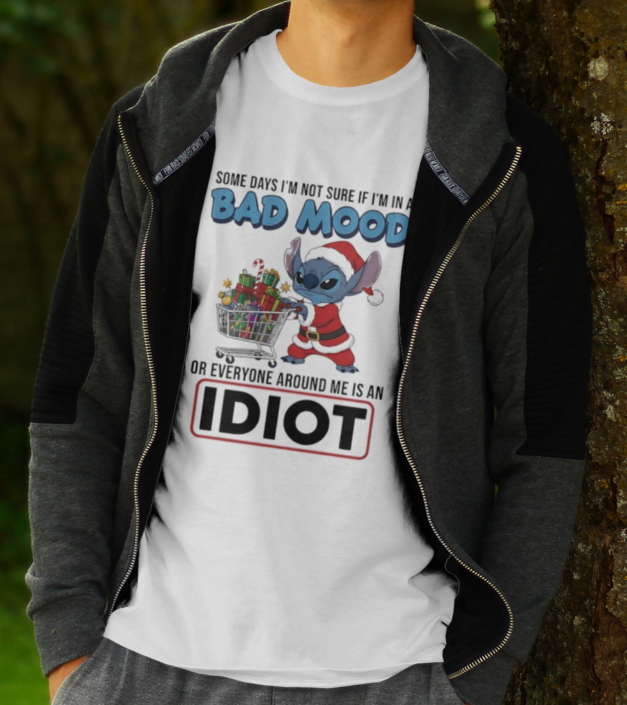 Christmas Stitch Some Days Bad Mood Idiot Holiday Gift Scene T-Shirt