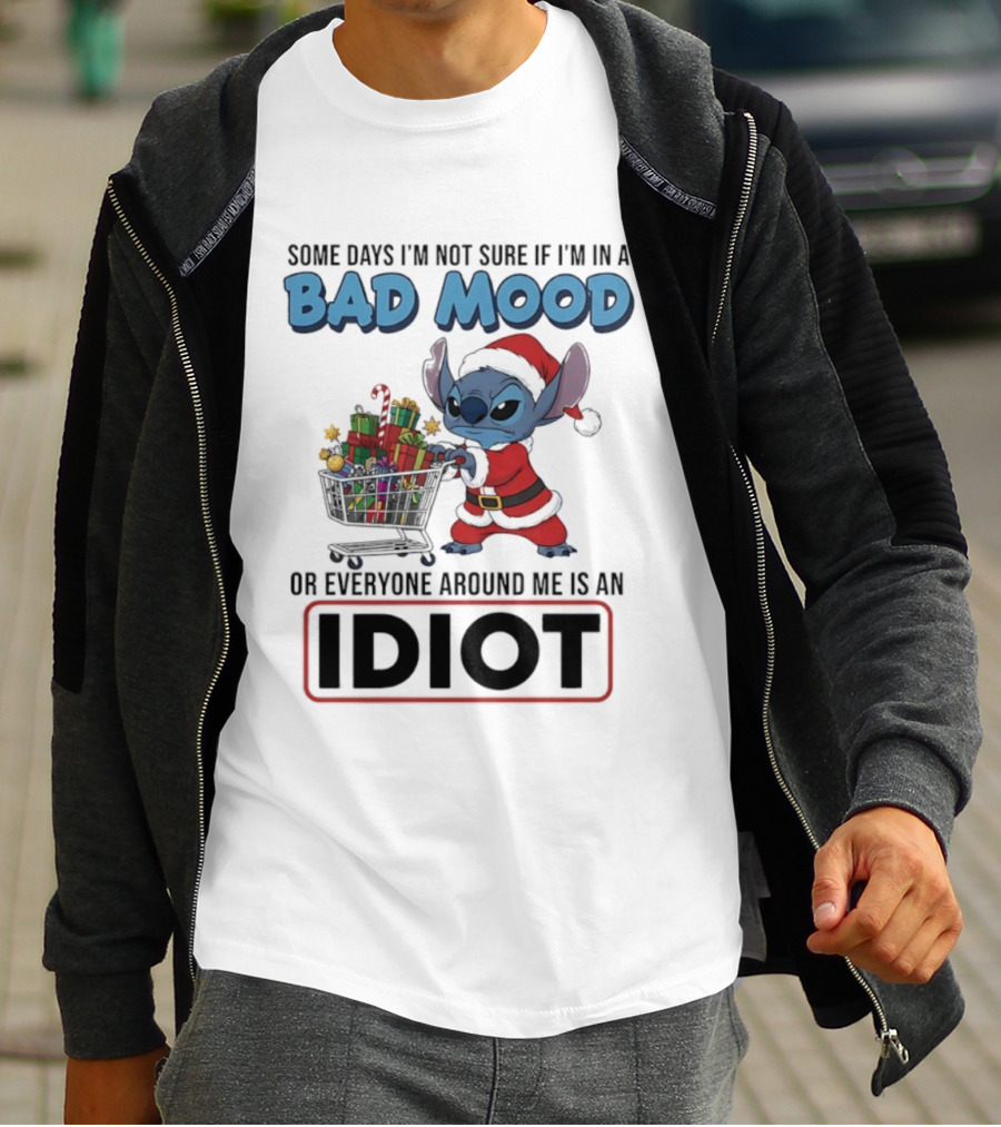 Christmas Stitch Some Days Bad Mood Idiot Holiday Gift Scene T-Shirt