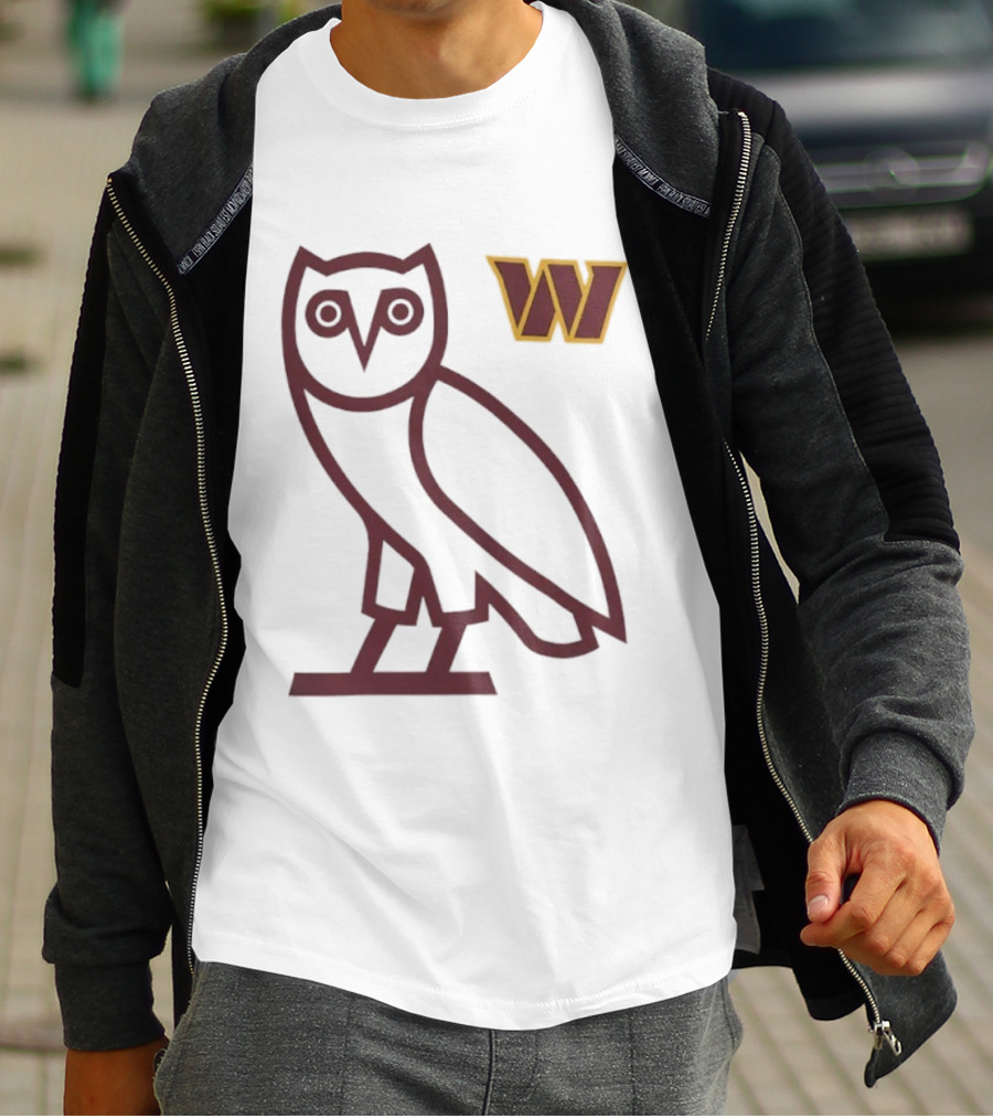 Washington Commanders OVO NFL Collaboration Owl W Logo T-Shirt
