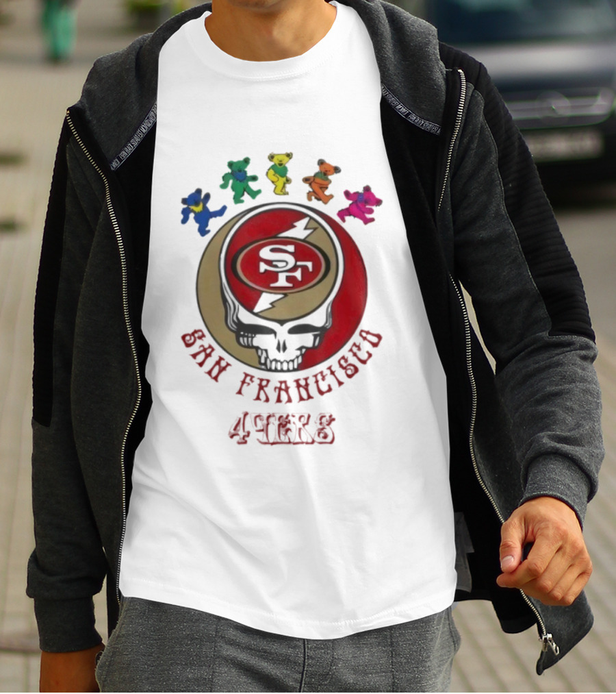 San Francisco 49ers Grateful Dead Dancing Bears Skull Collaboration T-Shirt