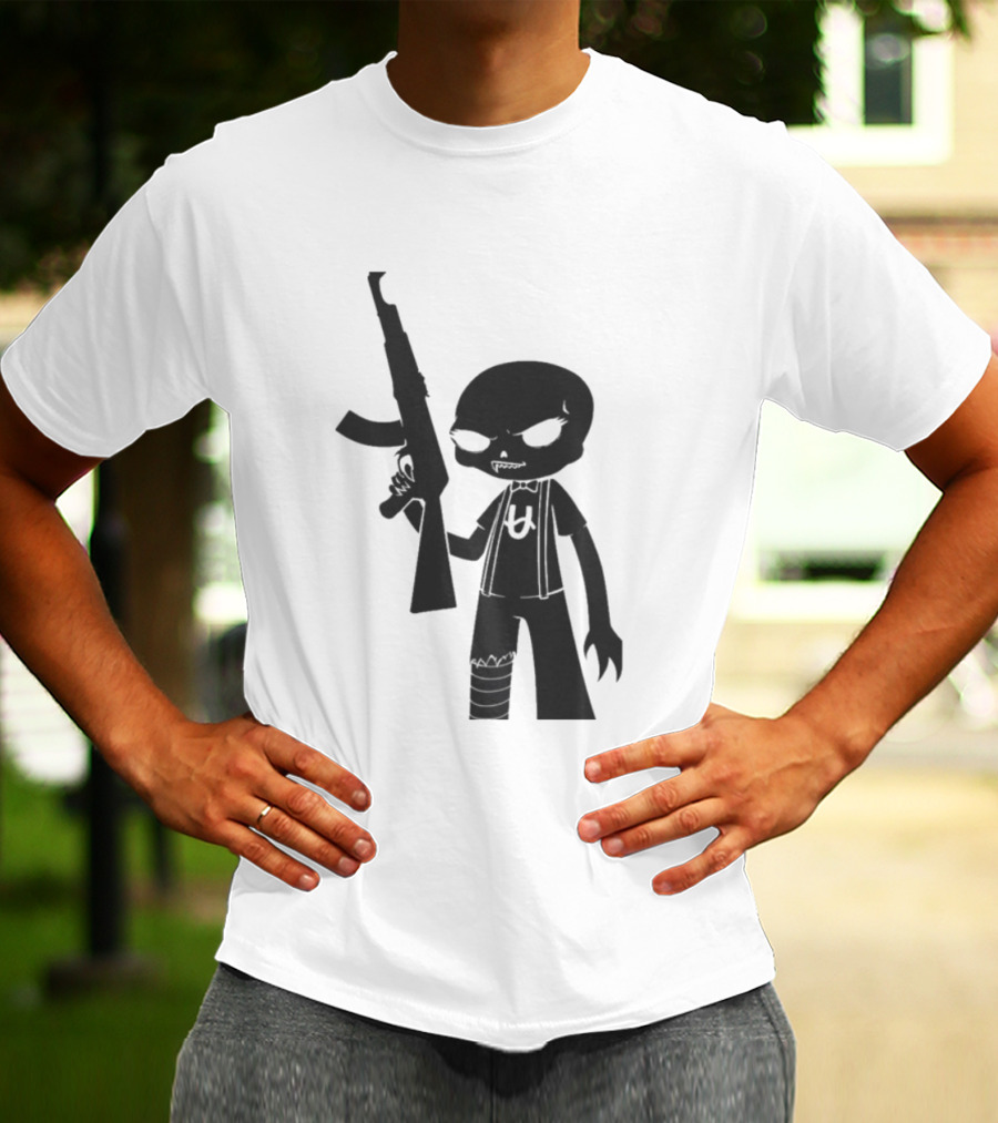 Homestuck Caliborn Character U Symbol Black Silhouette With Weapon T-Shirt