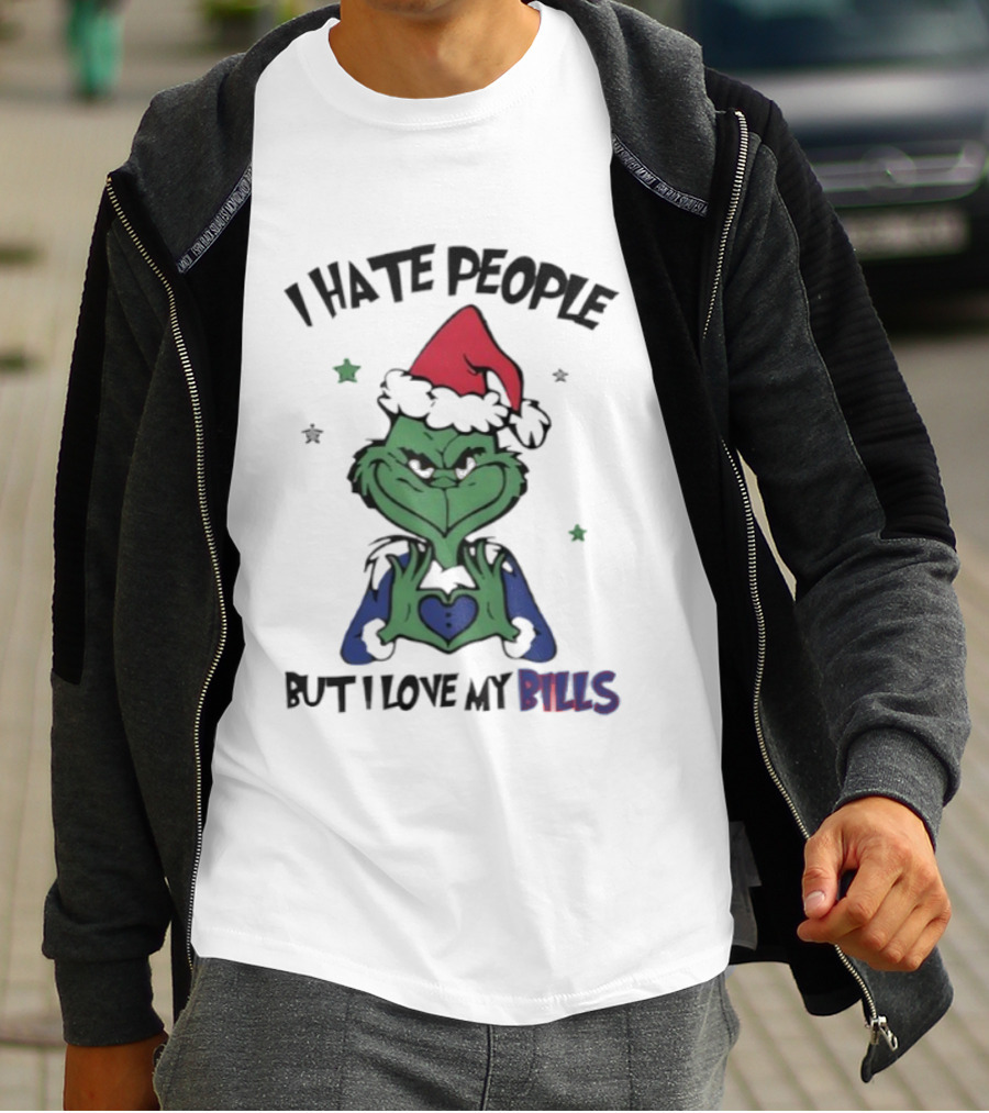 I Hate People But I Love My Bills Grinch Buffalo Football Fan T-Shirt
