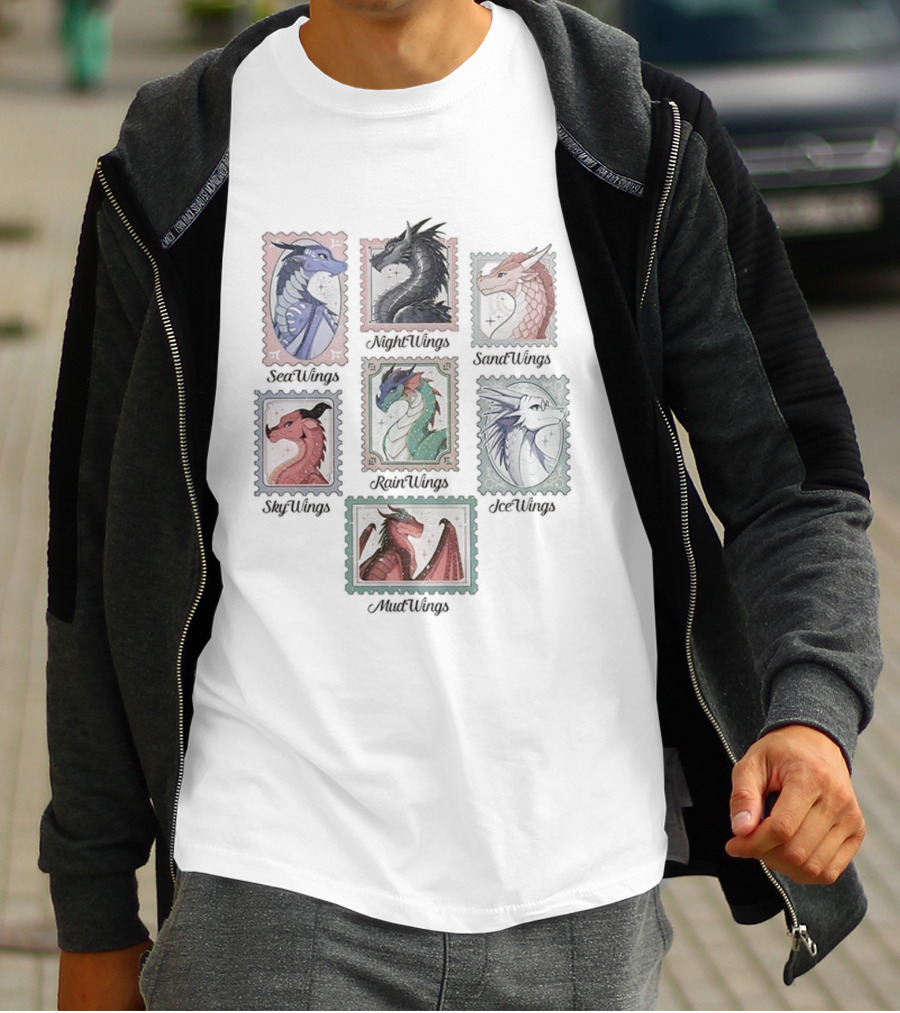 Wings Of Fire Dragon Stamps SeaWing NightWing SandWing SkyWing RainWing IceWing MudWing Fan Collection T-Shirt