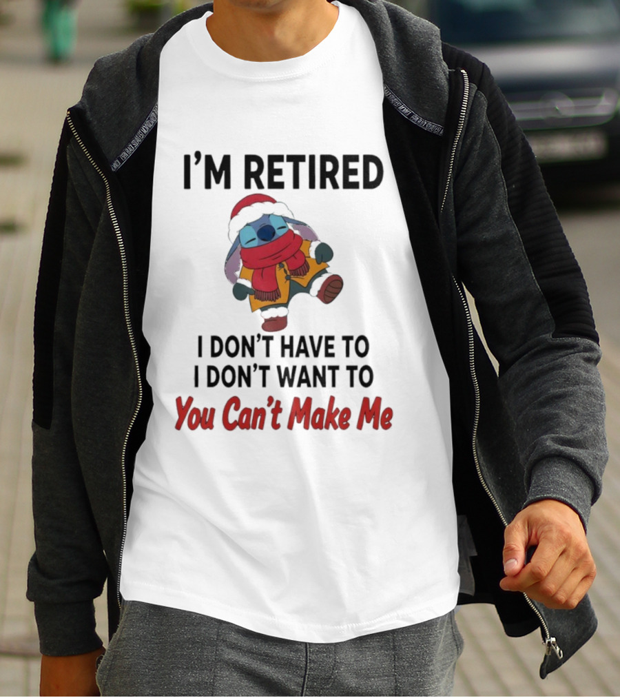 Stitch I'm Retired You Can't Make Me Cozy Winter Outfit T-Shirt
