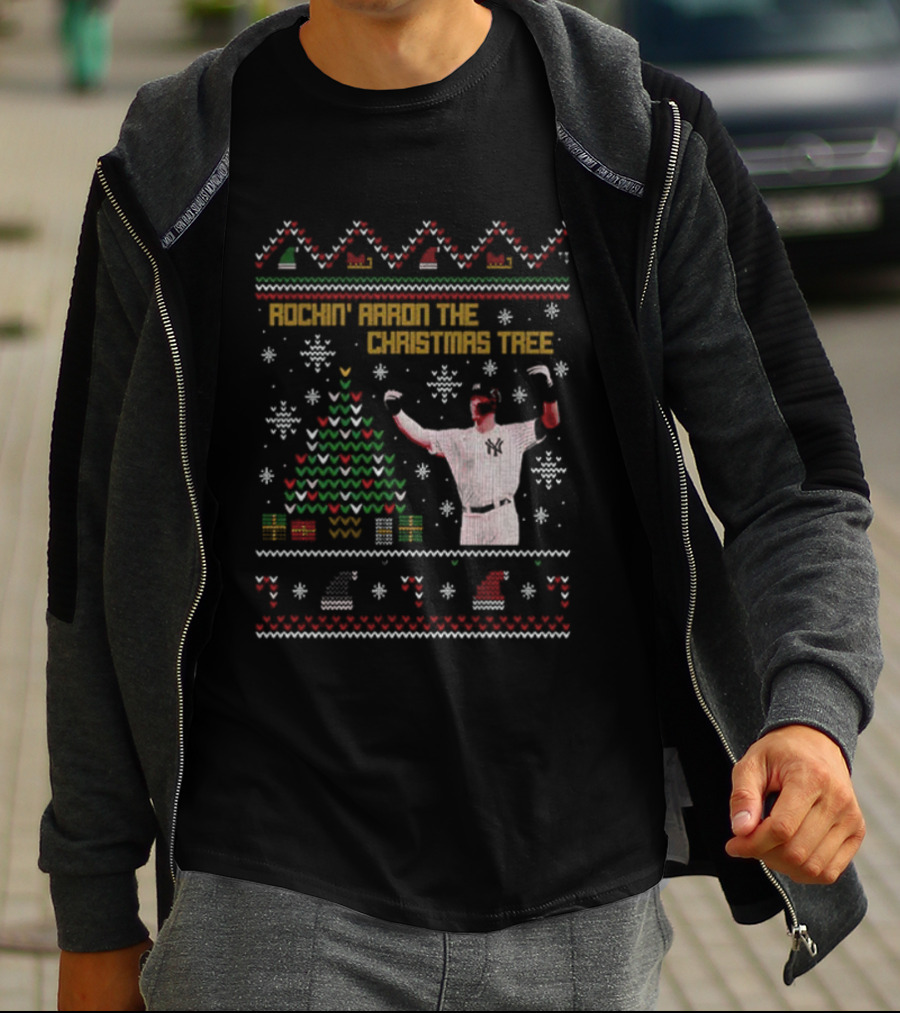 Rockin Around The Christmas Tree Aaron Judge Ugly Christmas T-Shirt