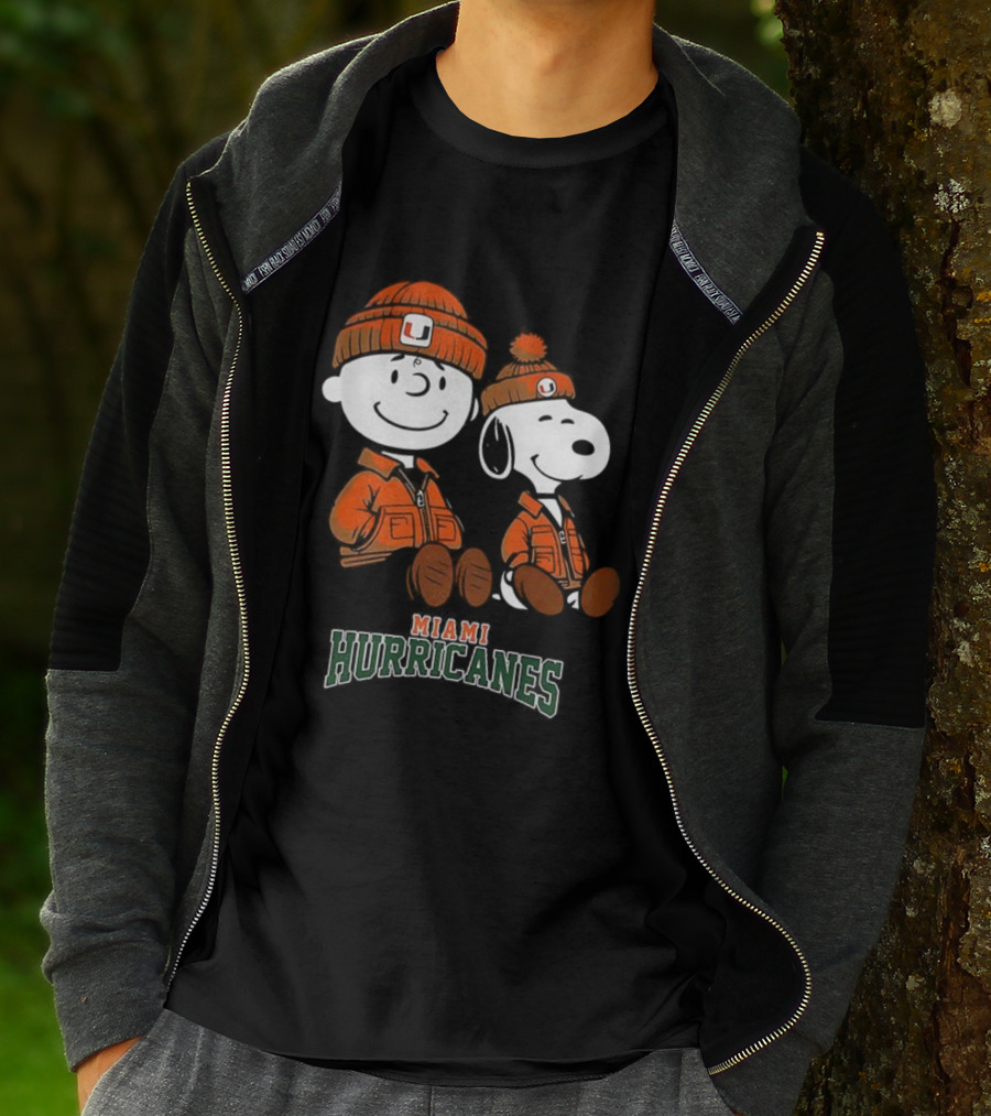Charlie Brown Snoopy Miami Hurricanes Fan Gear T-Shirt