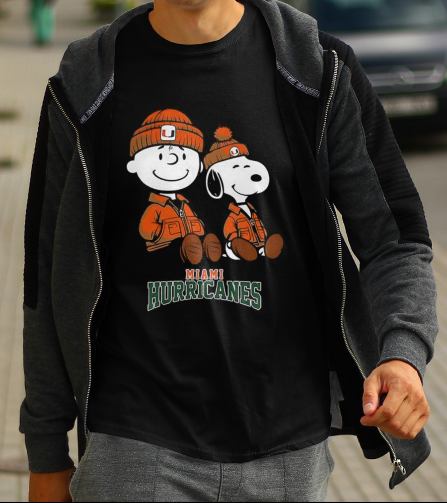 Charlie Brown Snoopy Miami Hurricanes Fan Gear T-Shirt