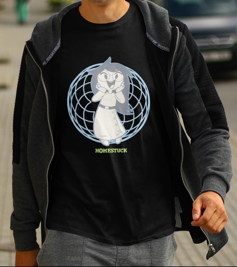 Homestuck Jade Harley With Glasses Inside Blue Grid Circle T-Shirt