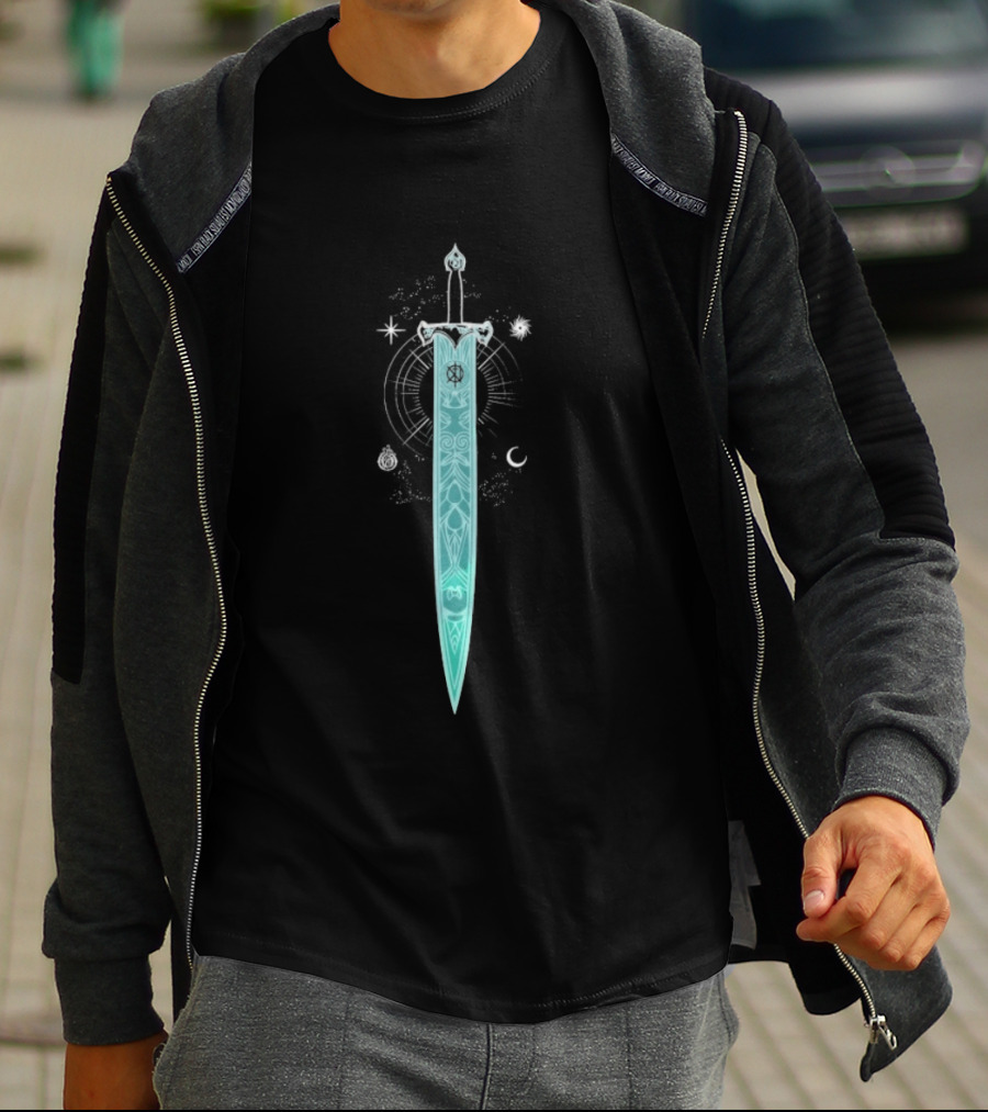 Ophelia Kill The Noise Sword Neon Blue Design T-Shirt