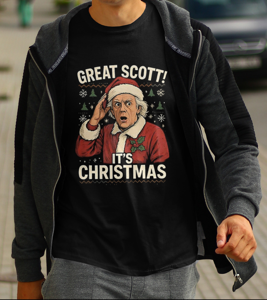 Great Scott Back To The Future It's Christmas Ugly Sweater T-Shirt
