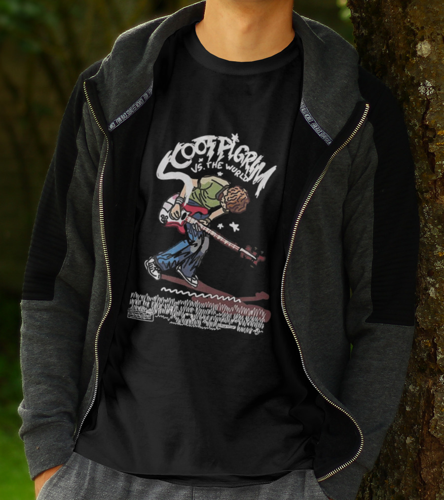 Scott Pilgrim Vs The World Cartoon Rocking Guitar Scene T-Shirt