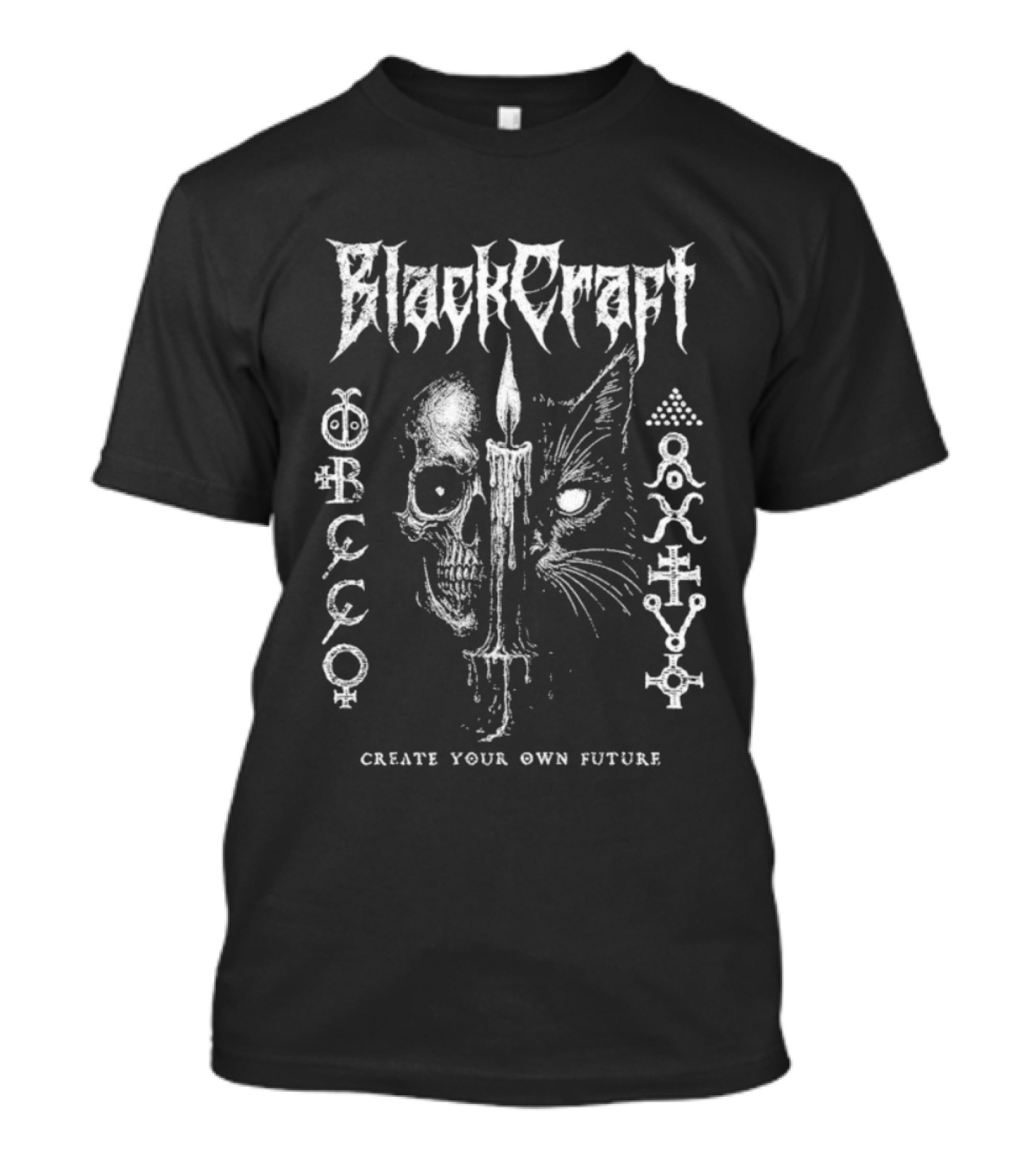 Blackcraft Cult Cat Skull Candle Create Your Own Future Occult Symbols T-Shirt