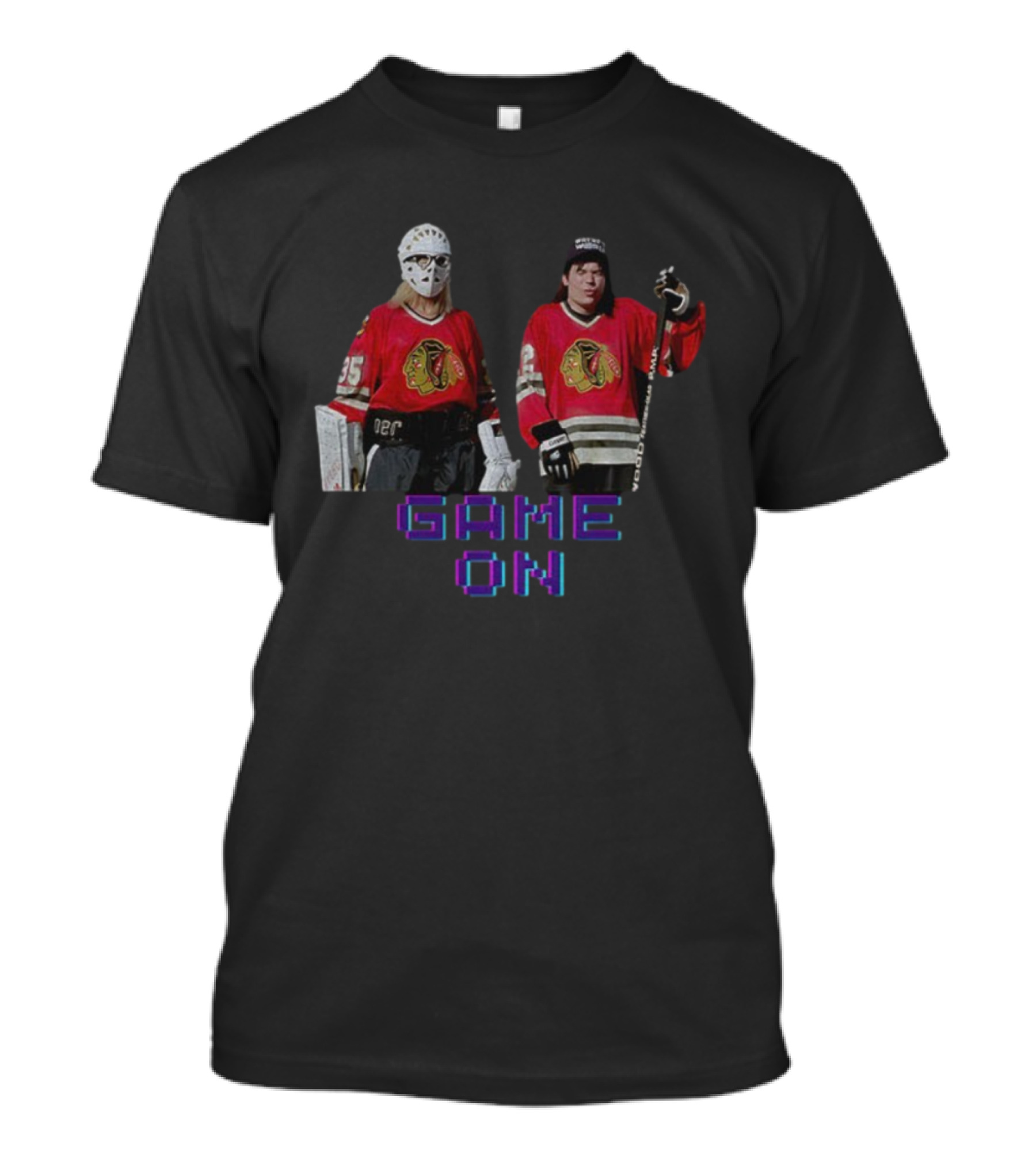 Wayne's World Game On 90s Movie Street Hockey Chicago Blackhawks T-Shirt