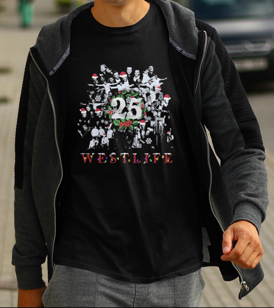 Westlife 25 Ultimate Christmas Celebration With Santa Hats T-Shirt
