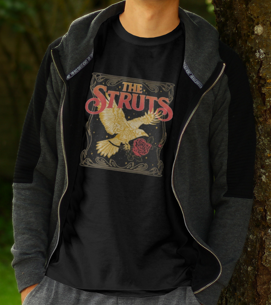 The Struts Golden Raven Holding Rose Vintage Art Deco Style T-Shirt