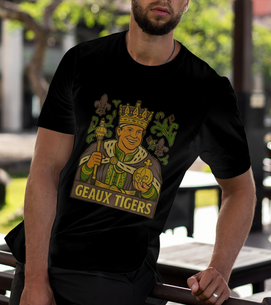 Geaux Tigers King Kiffin Lane LSU Football Cartoon Fleur-de-lis Royalty Theme T-Shirt