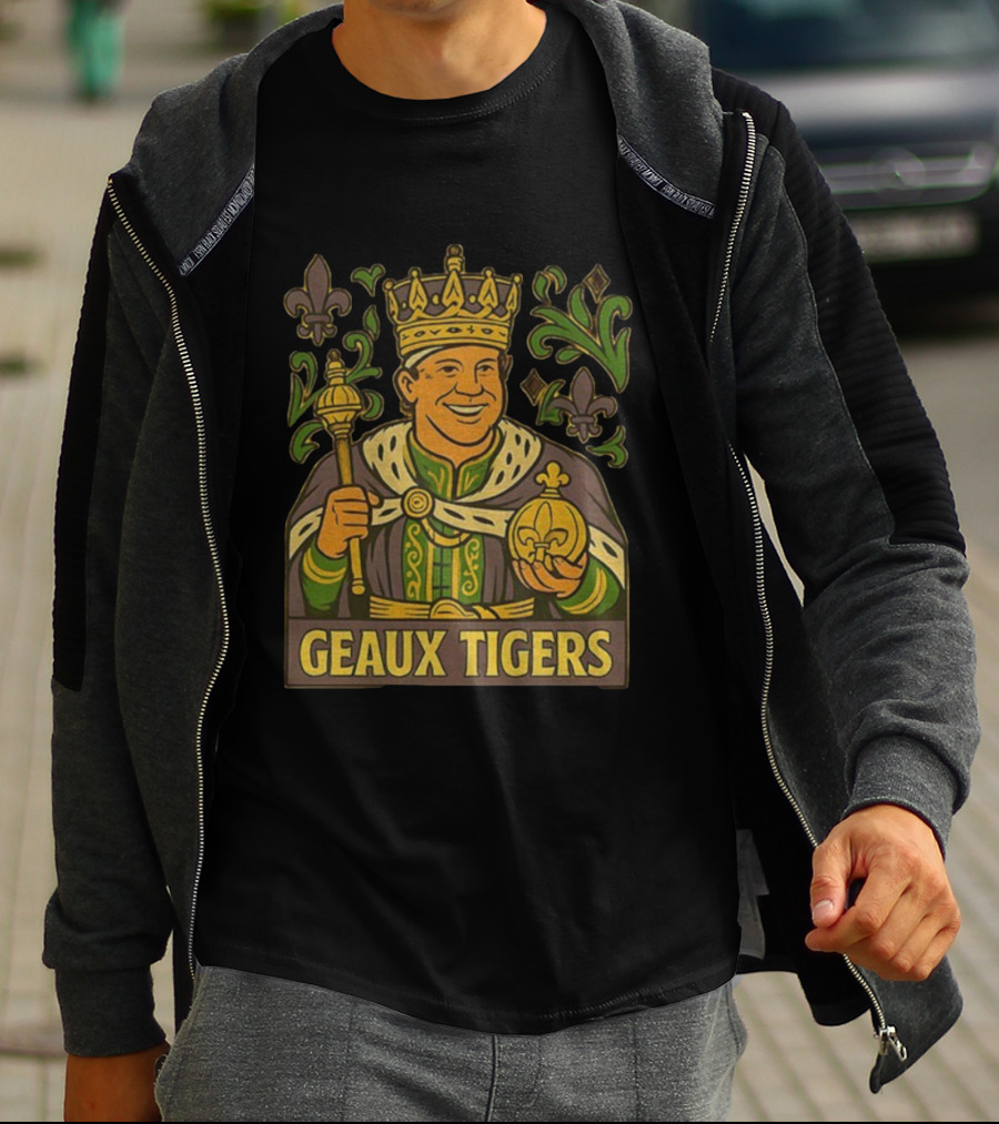Geaux Tigers King Kiffin Lane LSU Football Cartoon Fleur-de-lis Royalty Theme T-Shirt