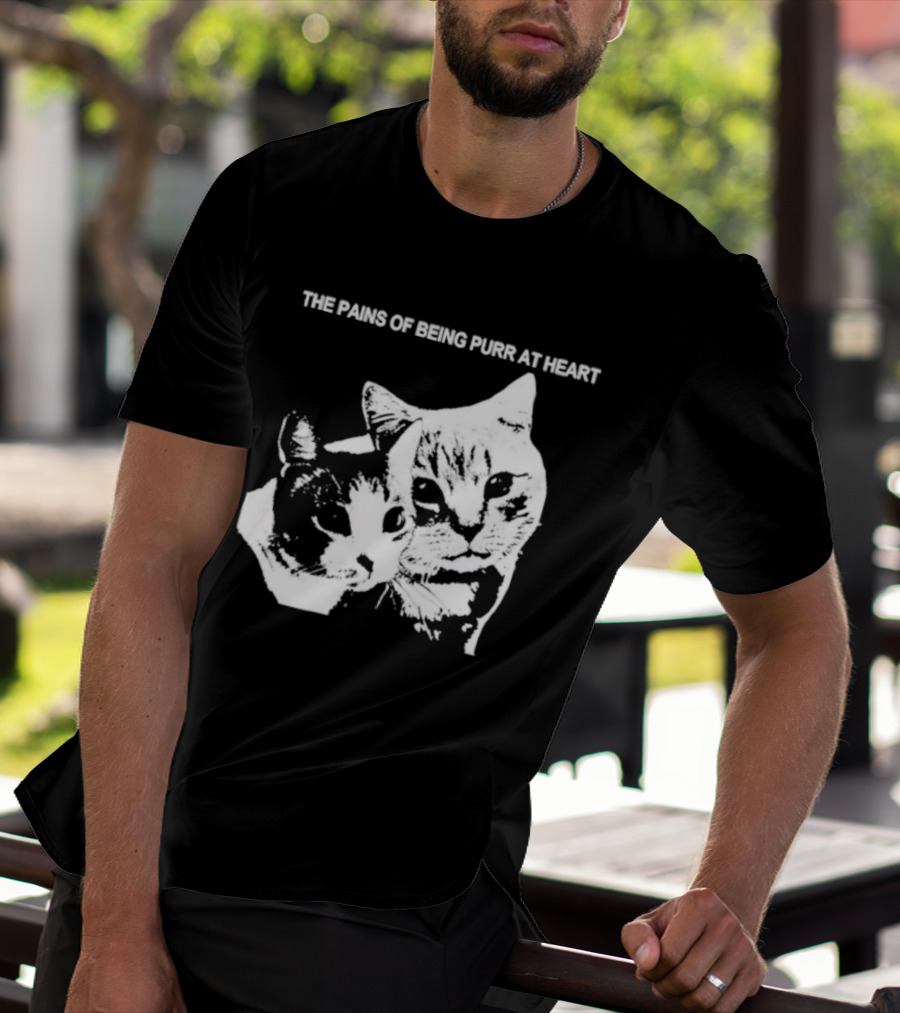 Cat The Pains Of Being Purr At Heart Dual Cat Faces T-Shirt