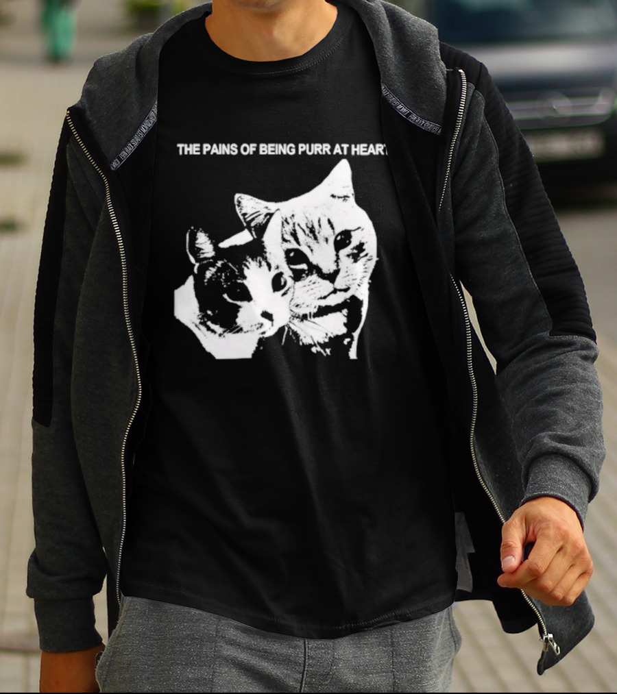 Cat The Pains Of Being Purr At Heart Dual Cat Faces T-Shirt