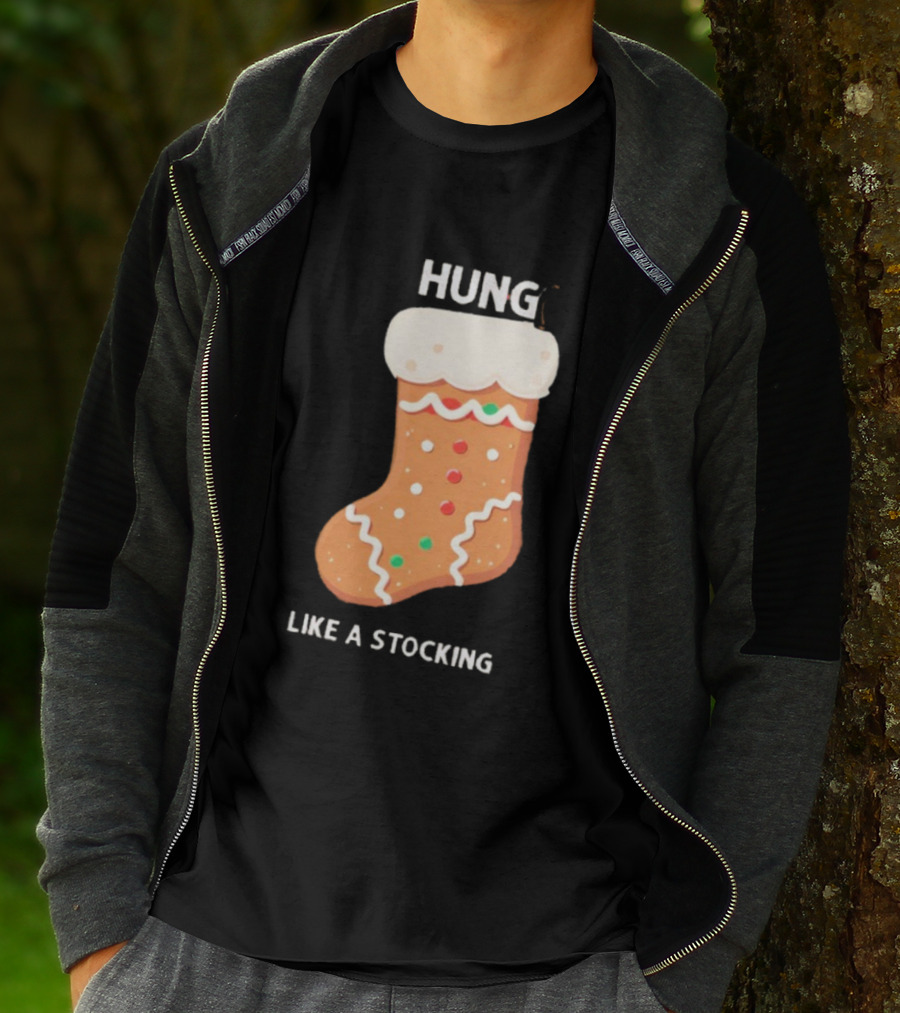 Hung Like A Stocking Gingerbread Christmas T-Shirt