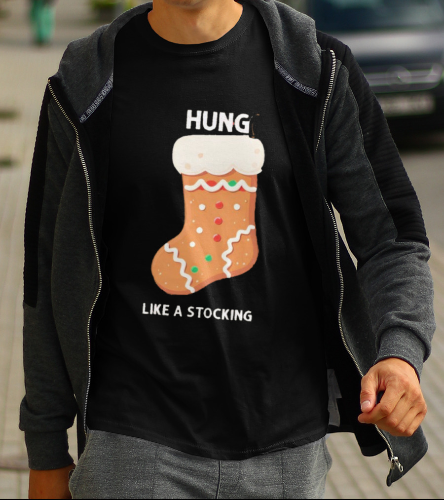 Hung Like A Stocking Gingerbread Christmas T-Shirt