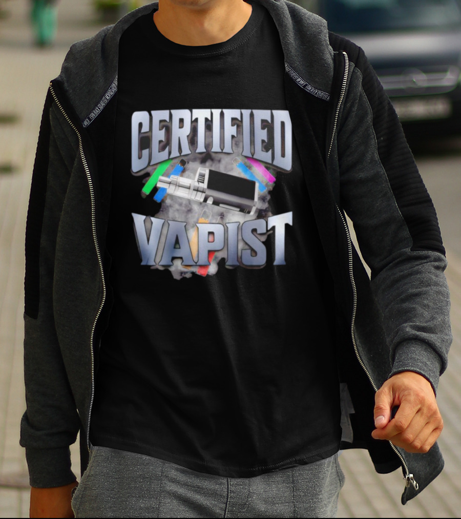 Certified Vapist Vape Cloud With Colorful Devices T-Shirt