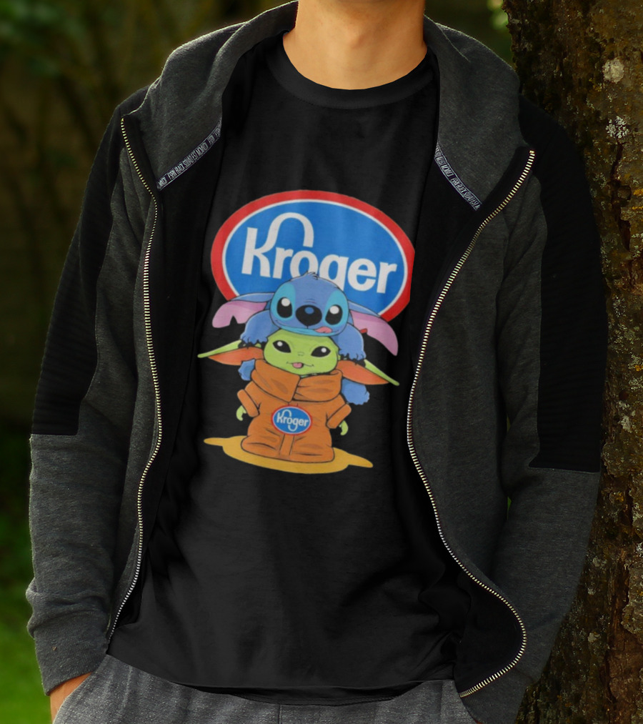 Kroger Baby Stitch And Baby Yoda Fun Illustration T-Shirt