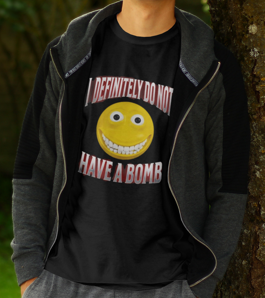 I Definitely Do Not Have A Bomb Yellow Smiley Face T-Shirt