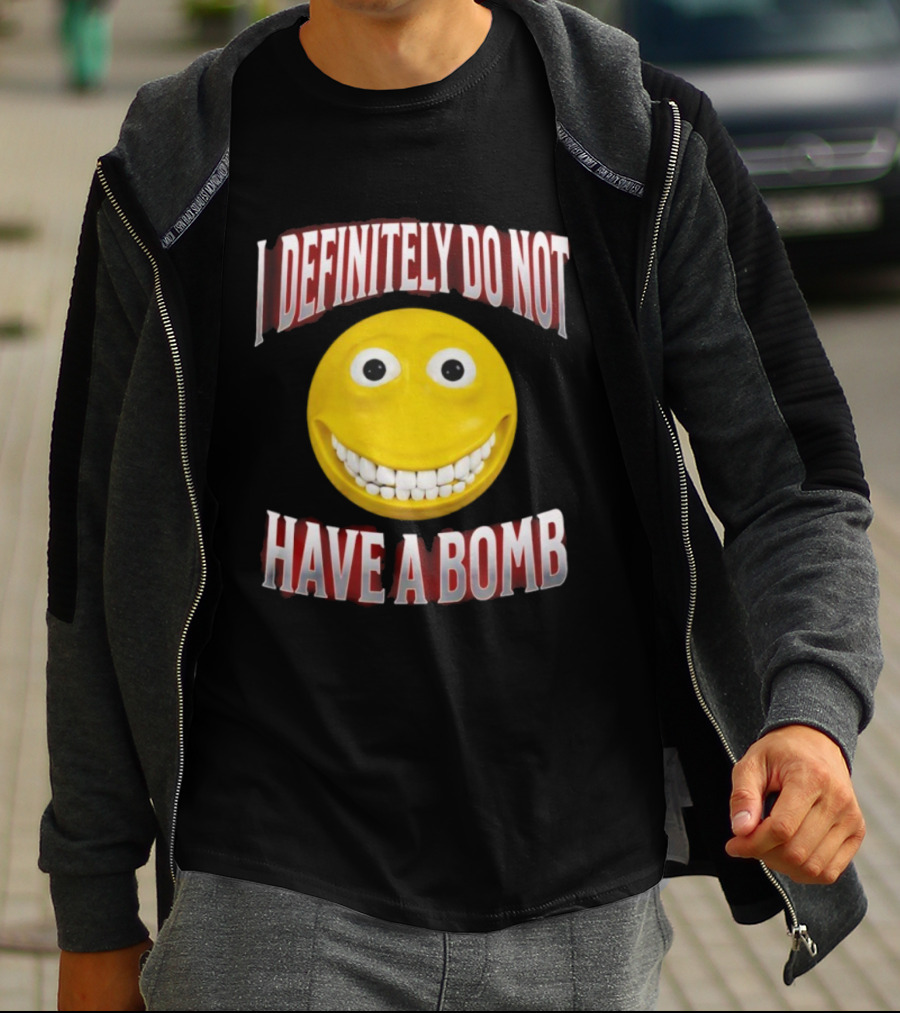 I Definitely Do Not Have A Bomb Yellow Smiley Face T-Shirt